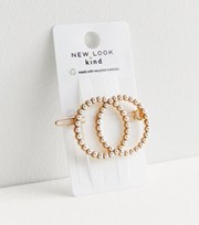 New Look Gold Double Circle Faux Pearl Hair Slide